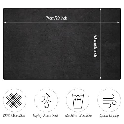 Black Microfiber Salon Towels Bulk 24 Pack 16 x 29 Inches Bleach-Resistant