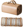 Large Expandable Makeup Bag, 4-in-1 Waterproof Makeup bag, Cosmetic Bag with Detachable Interior Pockets, Ideal for Women Travel Essentials(Brown)