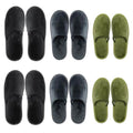 OSTADARRA 6-10 Pairs Spa Slippers Non Slip Disposable Slippers for Guests – Crystal Velvet (2 Black XL, 2 Dark Grey L, 2 Blackish Green M)