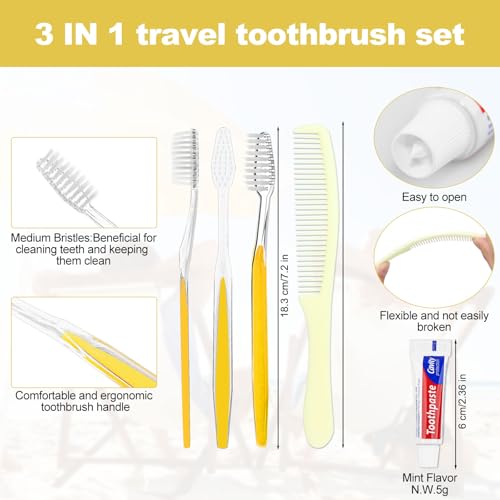 200 Pack Disposable Toothbrushes with Toothpaste & Comb - Individually Wrapped, Travel-Ready Set - FAFortune