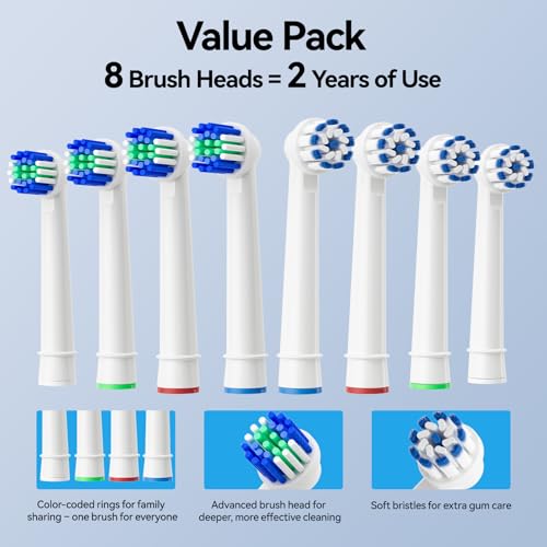 SEAGO Pink Rotating Electric Toothbrush for Adults with 8 Heads & Rechargeable, Travel Case