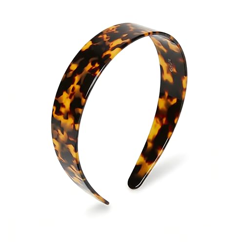 Tortoise Shell Wide Headband for Women, Non-Slip Acetate Hair Band with Teeth - Classic Tortoise Style (Tortoise)