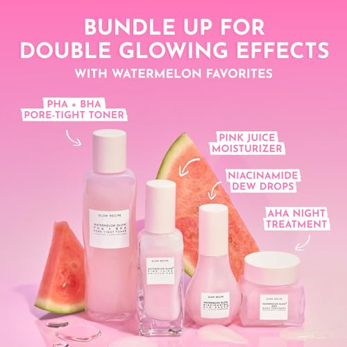 Glow Recipe Watermelon Glow AHA Night Treatment 0.84oz Travel Size Overnight Mask with Glycolic & Lactic Acid, Hyaluronic & Niacinamide
