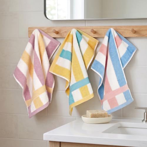 Cotton Washcloths Set 12-Pack with 3 Colors - Soft Face and Body Towels