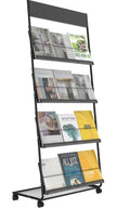 Floor-Standing 4-Layer Magazine Rack with Wheels - Black