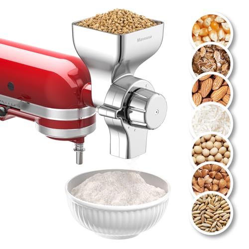 All Metal Grain Mill Attachment for Kitchenaid Stand Mixer - 12 Grind Levels