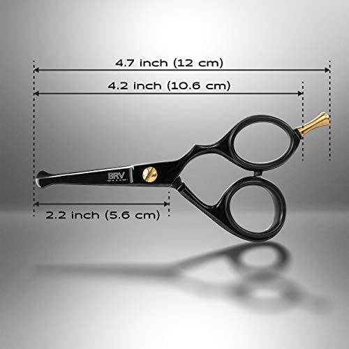 BRV MEN Black Rounded-Tip Nose & Ear Hair Scissors 4.2" - Professional Grooming Tool