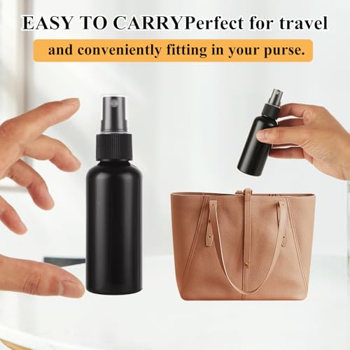 Black Plastic Spray Bottles 2 oz Set with Labels and Funnels - 60 Pack