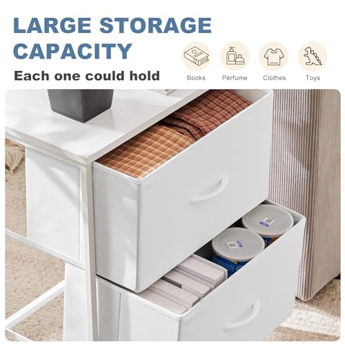 White Nightstand with 2 Drawers - Small Bedside Table, 11.8 x 18 x 20 Inches - Classic Style