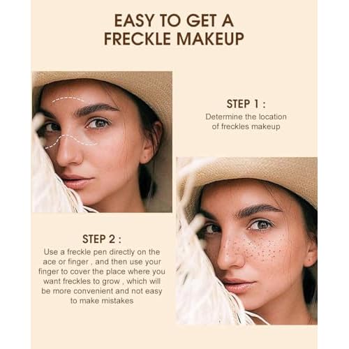 Freckle Pen Waterproof 2 Colors,Natural Lifelike Faux Face Freckle Makeup Pen,Magic Freckle Color,Waterproof Longlasting Soft Small Sopt Pen,For Natural Effortless Sunkissed Skin Makeup(2packs)