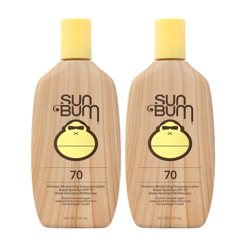 Sun Bum SPF 70 Sunscreen Lotion - Vegan, Hawaii 104 Compliant, Moisturizing UVA/UVB, 8 oz Pack of 2