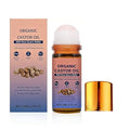 Organic Castor Oil Roll-On with Rose Quartz Roller for Hair & Skin - 1pcs