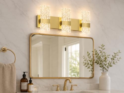 Ditoon Gold 3-Light Bathroom Vanity Light with Dimmable 3CCT LED Fixture, Large