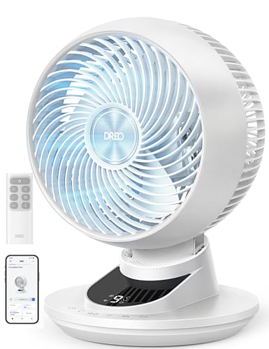 DREO White Smart Desk Fan with 85ft Airflow, Quiet 20dB, 9 Speeds, App & Voice Control