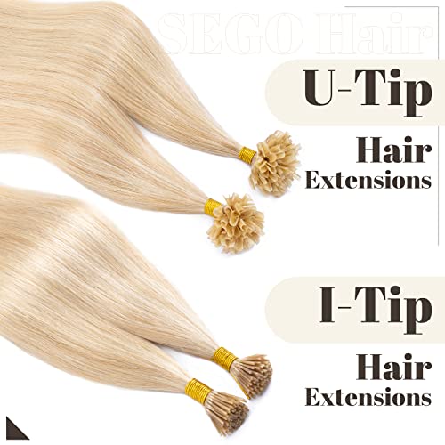 14 Inch U Tip Keratin Hair Extensions - Ash Blonde & Bleach Blonde, 100 Strands