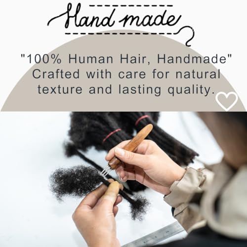 0.4CM Human Hair Dreadlock Extensions 10 Inch - Natural Locs for Men & Women