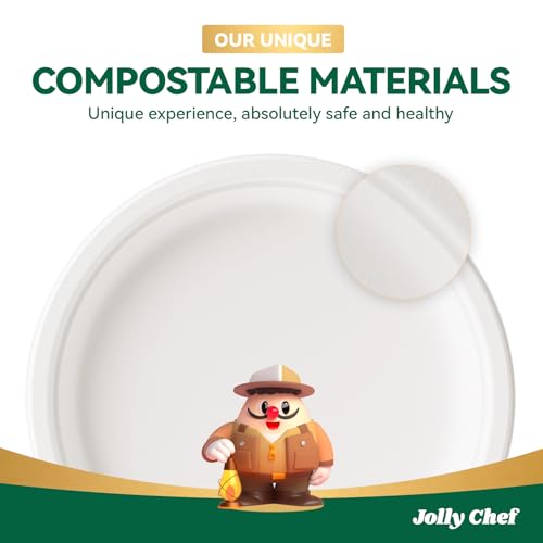 Eco-Friendly Heavy Duty 10 Inch Disposable Paper Plates - 500 Pack, White, Compostable