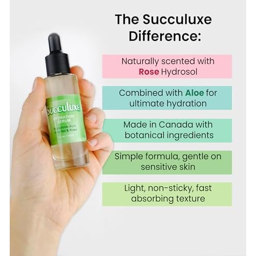 Succuluxe Hydration Serum - with Hyaluronic Acid, Aloe Vera & Rose for Sensitive Skin & Dry Skin