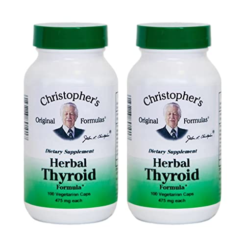 Christopher's Original Formulas Herbal Thyroid | 100 Vegetarian Capsules | Traditional Herbal Blend Made with Kelp, Fo-Ti & Gotu Kola | Made in The USA - Pack of 2