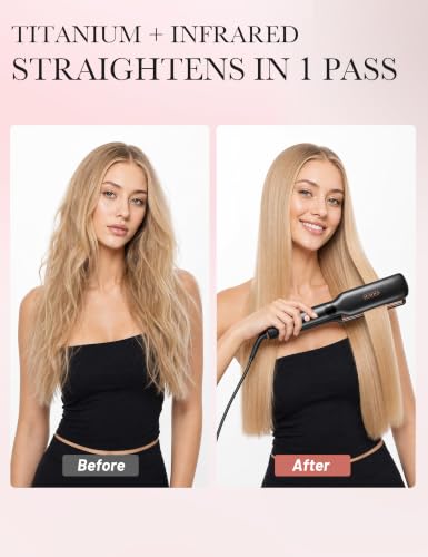 Flat Iron Hair Straightener with Digital Display & Wide Plates - Fast, Frizz-Free Styling