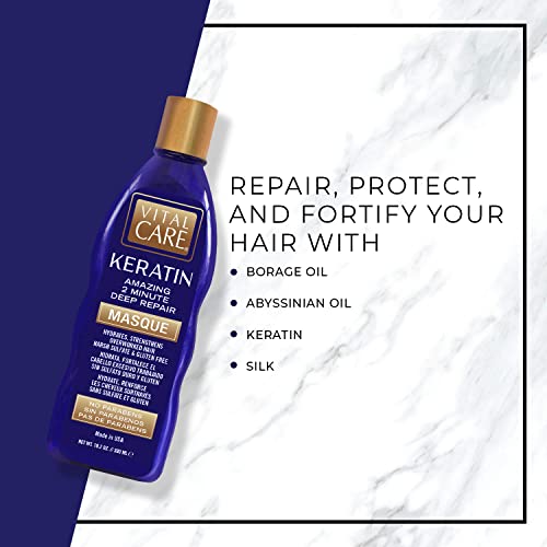 Vital Care Keratin Hair Repair Mask - Hydrating Deep Conditioning Treatment for Damaged Hair