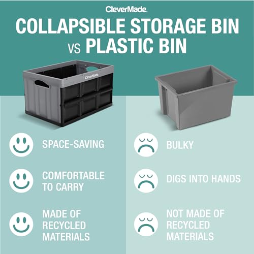 CleverMade Eco 62L Collapsible Storage Bin - Stone / 3 Pack