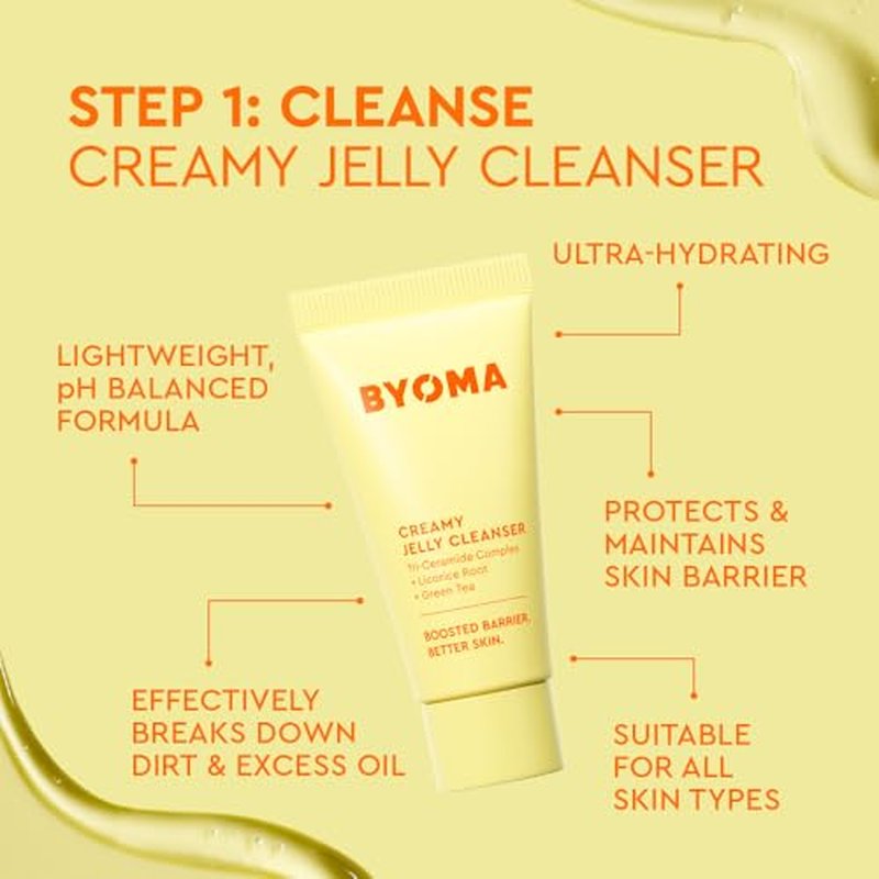 BYOMA Universal Skincare Heroes (5-Piece Kit) - Skincare Gift Set with Jelly Cleanser, Milky Toner, Hydrating Serum, Gel Cream & SPF 50 - Skin Barrier Repair Gift Set with Makeup Bag