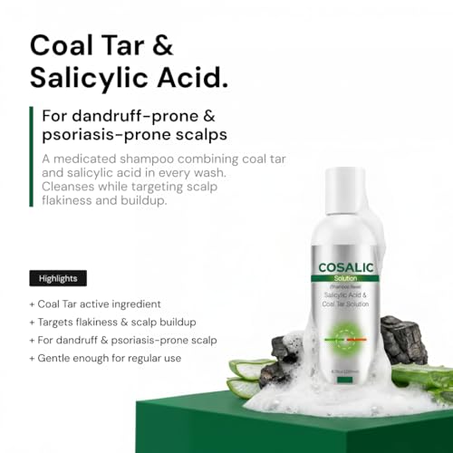 Salve Cosalic Shampoo Solution 200ml Pack of 2 with Salicylic Acid & Coal Tar for Dandruff & Psoriasis