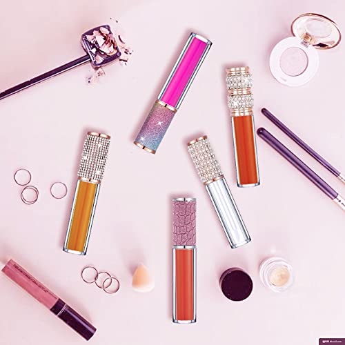 AMORIX 50 Pack Diamond Lip Gloss Tubes with Wand 5ml Empty Rhinestone Lip Gloss Containers + 3pcs Syringes + Labels for DIY Base