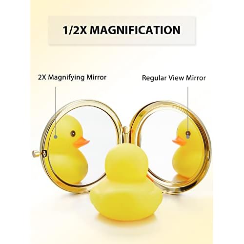 Compact Mirror Bulk, Pack of 12 Double-Sided 1X/2X Magnifying Metal Makeup Mirrors(Round, Gold)