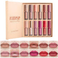 12Pcs Velvet Matte Liquid Lipstick Set, Waterproof Long Lasting Quick-drying Non-Stick Cup Nude Lip Stain Kit, Up to 24H Wear, Professional Lip Makeup Gift Kit for Women (SET A)