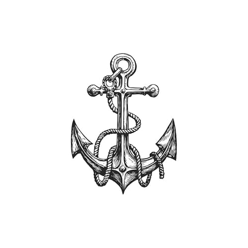Set of 5 Waterproof Temporary Fake Tattoo Stickers Grey Anchor Ship (SF4897)