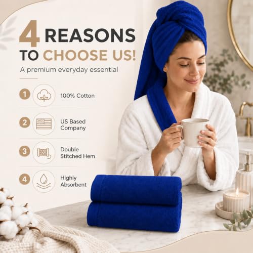 Navy Blue Washcloths Pack of 10 - 12.5 x 12.5 Inch Soft Cotton Face Towels - Variation of THIS listing