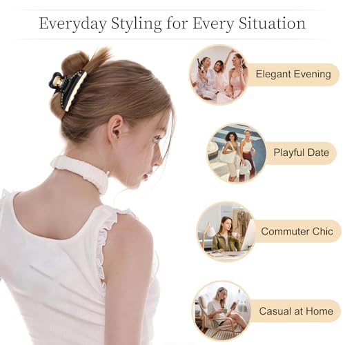 Large Hair Claw Clip for Women - Black, 3 Inch Secure Hair Accessory