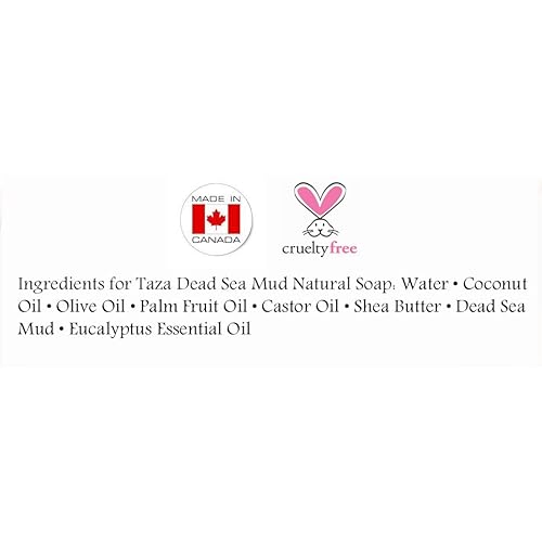 Taza Premium Dead Sea Mineral Mud Natural Soap (Pack of 3) Each 5.3 oz (150 g) Radiant Glowing Skin Contains: Dead Sea Mineral Mud & Coconut, Olive, and Palm Fruit Oils, Shea Butter, Eucalyptus