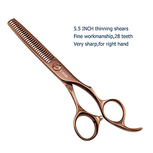 KINSARO 5.5-Inch Hair Thinning Scissors - Brown Variation, Sharp 440C Shears