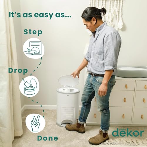 Eko White Diaper Pail - Eco-Friendly, Hands-Free, Reusable, Large Capacity