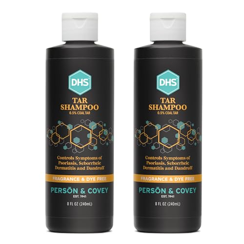 DHS Coal Tar Shampoo for Dandruff & Psoriasis - 8 Fl Oz Pack of 2, Unscented, Gentle Hair Care