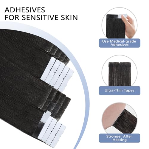 COOKAYU Invisi Edge Hair Extension Tape in Natural Black 14 Inch 30g