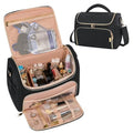 Travel Toiletry Bag Large Cosmetic Makeup Bag Organizer for Women,Wide-open Make Up Bag Waterproof Makeup Case Travel Bag with Handle and Dividers for Toiletries,Essentials,Accessories,Black