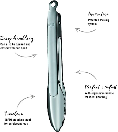 12-Inch Stainless Steel Locking Tongs with One-Handed Operation - Rösle