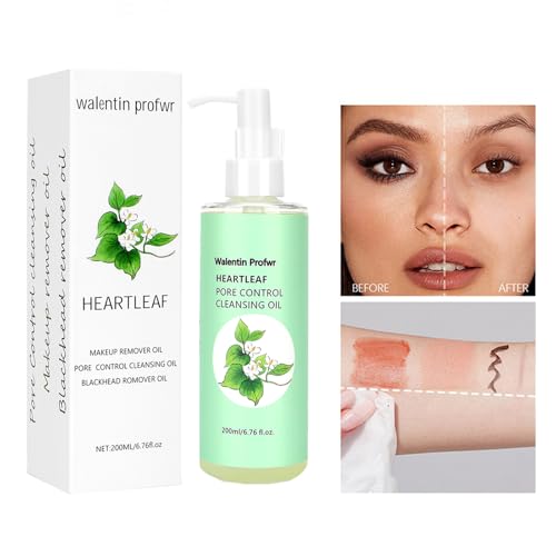 Cleansing Oil for Face, Makeup Blackhead Remover Oils, Gentle Heartleaf Deep Pore Control Cleansing Oil with Blackhead Brush, 6.76FL OZ, Face Skin Cleanser