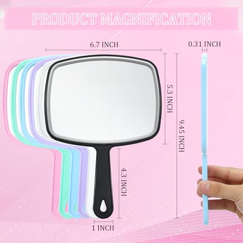 12-Piece Multicolor Handheld Mirrors with Handle - Portable Makeup & Inspection Mirrors