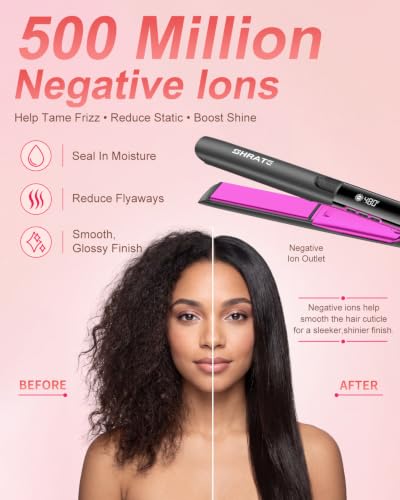 SHRATE 2-in-1 Flat Iron and Curler Hair Straightener - 1.2 Inch, Grey/Rose Purple