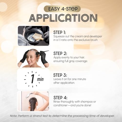 Herbishh Korean Permanent Hair Dye Natural Black 6 Pack - Ammonia-Free, Long-Lasting Color