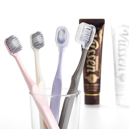 Pastel Double Wide Toothbrush Set - 8 Count Soft Dual-Level Bristles for Sensitive Gums