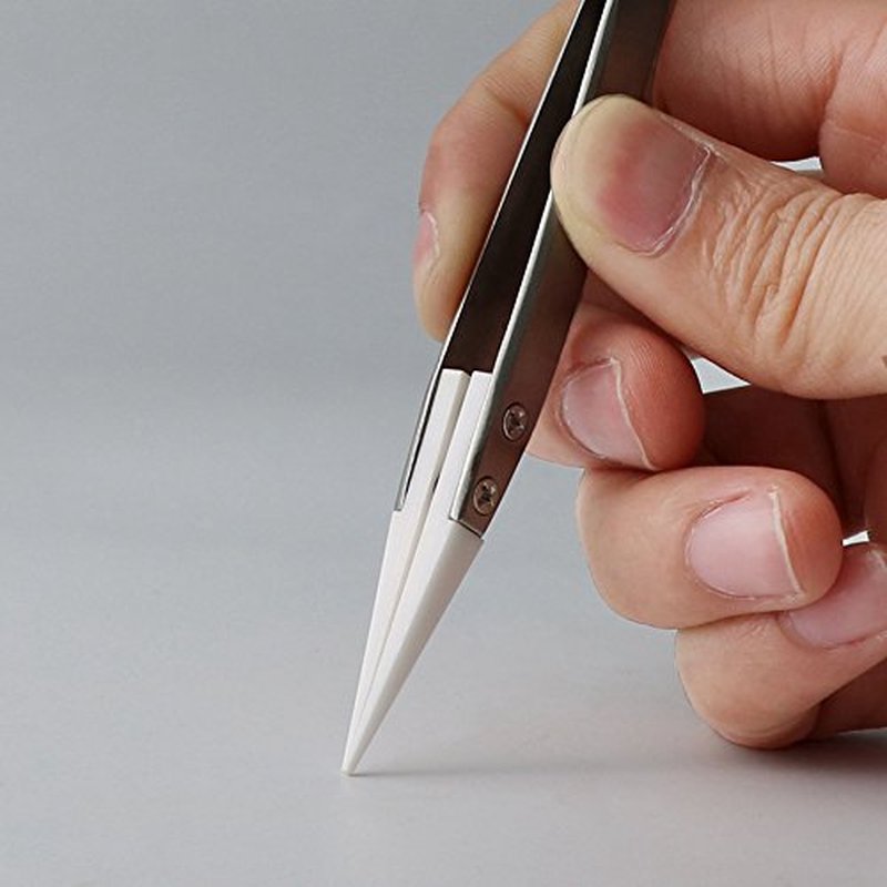 2 Pack Precision Ceramic tweezers Non-Conductive Anti-Static Highly Heat Resistant Tweezers