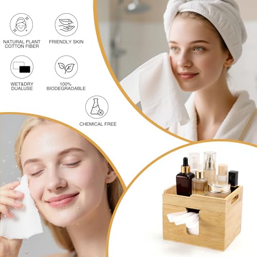 Face Towel Holder with 2 Glass Jars - Skincare Organizer, Bamboo, Modern Design (Variation of THIS listing)