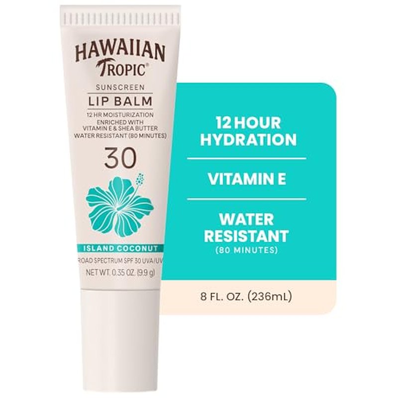 Hawaiian Tropic Lip Balm, Island Coconut, SPF 30, 0.35oz each, Twin Pack