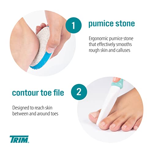 TRIM Pedicure Kit ? Everything You Need to Care for Your Feet ? Includes Toenail Clipper, Cuticle Pusher, Pumice Stone, Callus Remover, Contour Toe File, Nail Brush & Storage Pouch ? 6 (Pack of 4)
